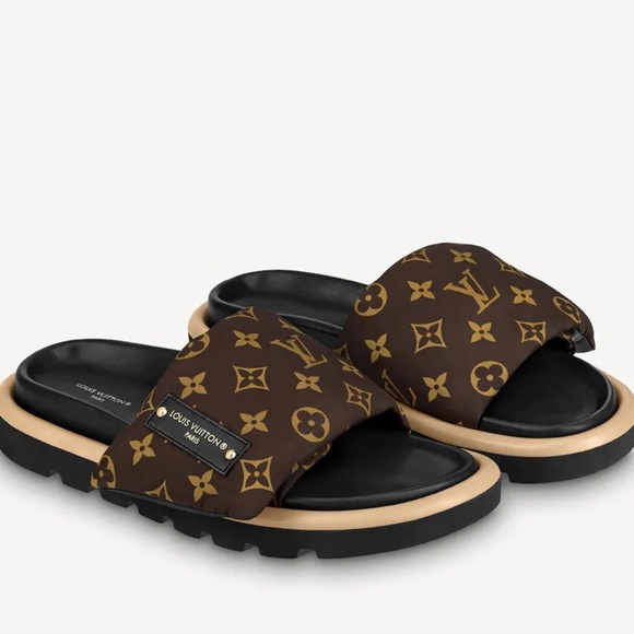 Lena Vie Boutique Shoes - Boutique LV Pool Pillow Flat in Brown and Tan Monogram size 8